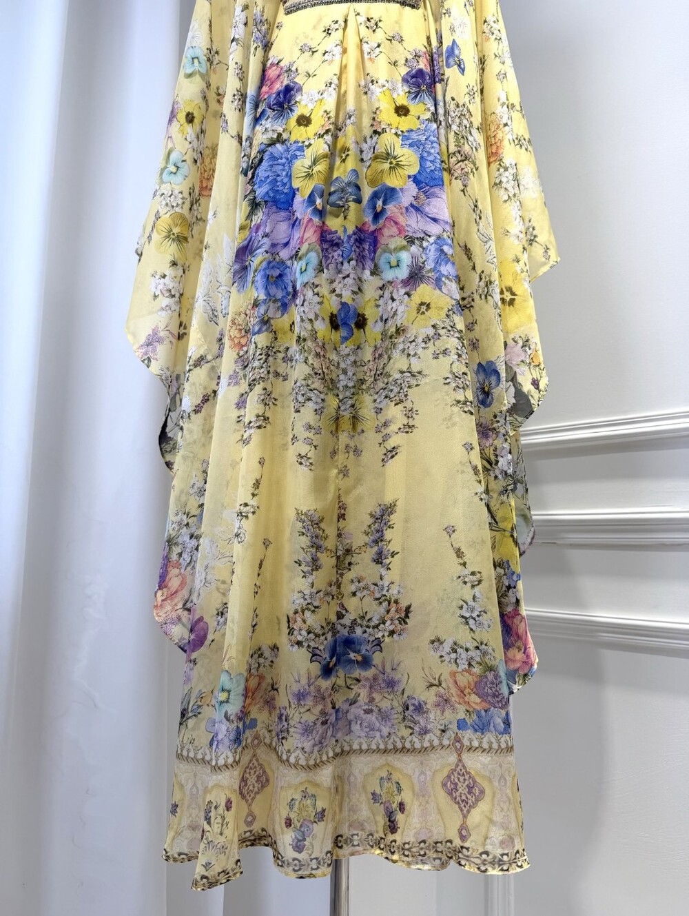 Camilla Long Kaftan Dress With Waist Detail In Darling Buds - Picture 8 of 16